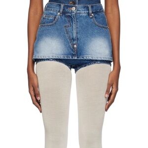 Pushbutton Blue Contrast Denim Skort